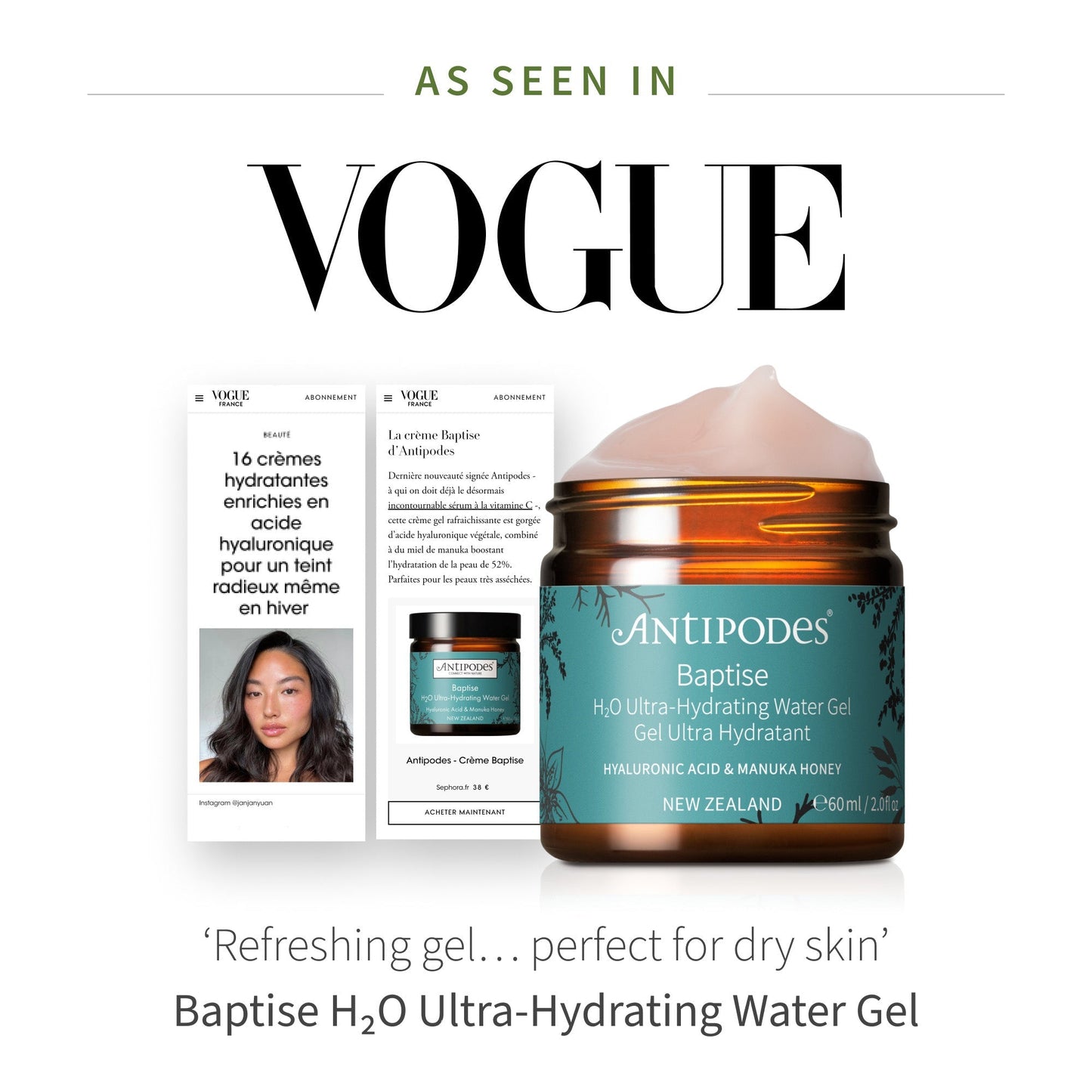 Baptise H₂O Ultra-Hydrating Water Gel 60ml - Antipodes New Zealand