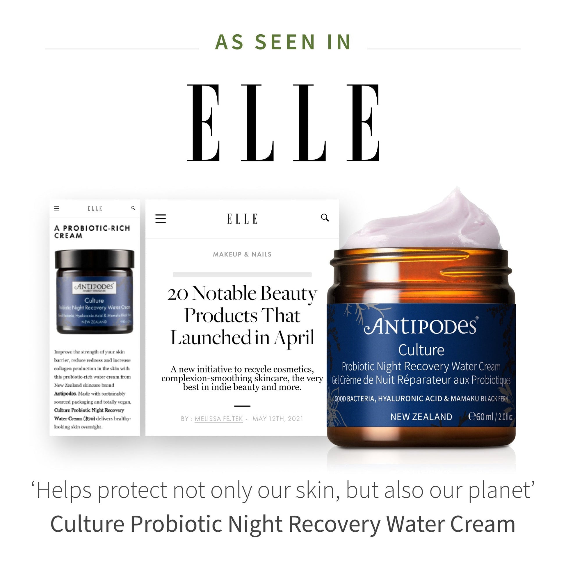 Culture Probiotic Night Recovery Water Cream 60ml - Antipodes New Zealand