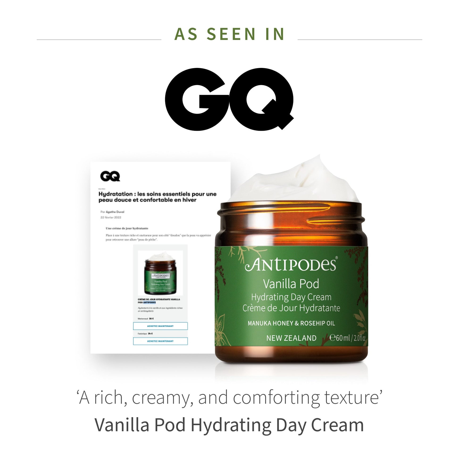 Vanilla Pod Hydrating Day Cream 60ml - Antipodes New Zealand